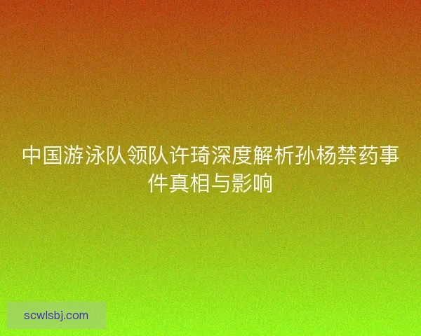 中国游泳队领队许琦深度解析孙杨禁药事件真相与影响